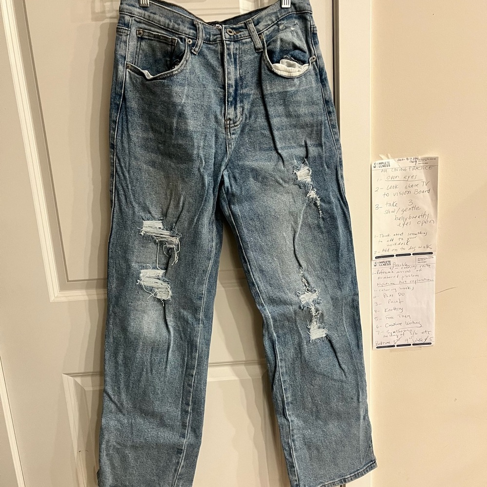 Distressed Blue Jeans